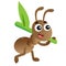 Color image of cartoon worker ant on white background. Insects. Vector illustration for kids