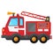 Color image of fire truck on a white background. Profession: fireman. Vector illustration of transport for kids.