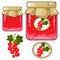 Color image of jar of red currant jam. Berries and fruits. Food and cooking. Vector illustration