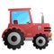 Color image of red tractor on a white background. Vector illustration of transport for kids.