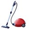 Color image of vacuum cleaner or hoover on white background. Tools for cleaning and housework. Household equipment. Vector
