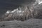 Color isolation effect of mountaineers descend from Fontananegra pass in a wonderful rocky scenario