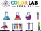 Color Lab icon set of chemical laboratory - Vector Illustaration