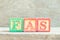 Color letter block in word FAS Abbreviation of Fetal alcohol syndrome, Free alongside or Financial accounting standards