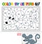Color by letter. Puzzle for children. Mouse