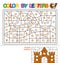 Color by letters. Learning the capital letters of the alphabet. Puzzle for children. Letter C. Castle. Preschool Education.