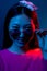 color light face eyewear blue pink neon asian girl