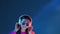 color light people music energy girl in headphones