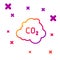 Color line CO2 emissions in cloud icon isolated on white background. Carbon dioxide formula, smog pollution concept