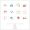 Color line icon set of basic, universal objects and tools elements. Basic tools for webpage logo icons vector illustration