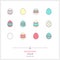 Color line icon set of holiday easter eggs objects. Logo icons v