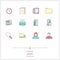 Color line icon set of office equipment, objects and tools elements. Time management logo icons vector illustration