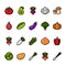 Color line icon set of Vegetables. Pixel perfect icons.