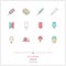 Color line icons set of Ice cream objects. Ice cream desserts, f