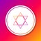 Color line Star of David icon isolated on color background. Jewish religion symbol. Symbol of Israel. Circle white