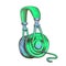 Color Listening Audio Device Cable Headphones Ink Vector