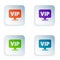 Color Location Vip icon isolated on white background. Set colorful icons in square buttons. Vector