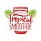 Color logo for bars, restaurants, cafes. Sign design for a smoothie bar. Symbol for menu tropical smoothie. Jar with