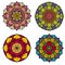 Color mandalas indian and chinese floral vector patterns