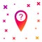 Color Map pointer with Question symbol icon on white background. Marker location sign. For location maps. Sign for