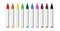 Color marker. Felt tip of marker. Pencil for highlight. Permanent palette of pens. Set of felt tips with green, red, yellow, blue