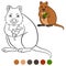 Color me: quokka. Little cute quokka with leaf