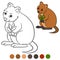 Color me: quokka. Little cute quokka with plant