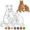 Color me: quokka. Mother quokka with her cute babies