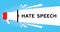 Color megaphone icon with word hate speech in white banner