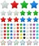 Color metallic rounded star button set