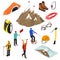 Color Mountaineering Signs 3d Icon Set Isometric View. Vector