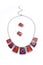 Color necklace with earrings on a white background