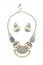 Color necklace with earrings on a white background