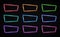 Color neon frames set on transparent background.