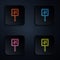 Color neon line Airport icon isolated on black background. Set icons in square buttons. Vector