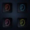 Color neon line Baldness icon isolated on black background. Alopecia. Set icons in square buttons. Vector