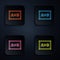 Color neon line Calculation icon isolated on black background. Set icons in square buttons. Vector Illustration.