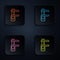 Color neon line Calliper or caliper and scale icon isolated on black background. Precision measuring tools. Set icons in