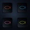 Color neon line Christian fish symbol icon isolated on black background. Jesus fish symbol. Set icons in square buttons