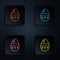 Color neon line Cracked egg icon isolated on black background. Happy Easter. Set icons in square buttons. Vector