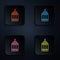 Color neon line Detonate dynamite bomb stick icon isolated on black background. Time bomb - explosion danger concept