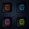 Color neon line Detonate dynamite bomb stick and timer clock icon isolated on black background. Time bomb - explosion