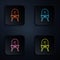 Color neon line Dressing table icon isolated on black background. Set icons in square buttons. Vector