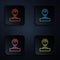 Color neon line Gauge scale icon isolated on black background. Satisfaction, temperature, manometer, risk, rating