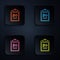 Color neon line Mathematics function sine icon isolated on black background. Set icons in square buttons. Vector