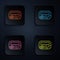 Color neon line Pager icon isolated on black background. Vintage 1990s electronics messenger. Set icons in square