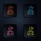 Color neon line Plumber icon isolated on black background. Set icons in square buttons. Vector