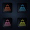 Color neon line Prisoner icon isolated on black background. Set icons in square buttons. Vector Illustration.