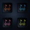 Color neon line Router and wi-fi signal symbol icon isolated on black background. Wireless ethernet modem router