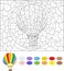 Color by number educational game for kids. Cartoon balloon.
